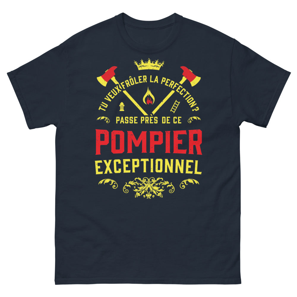 T-shirt pompier marine - Approchez la perfection avec humour