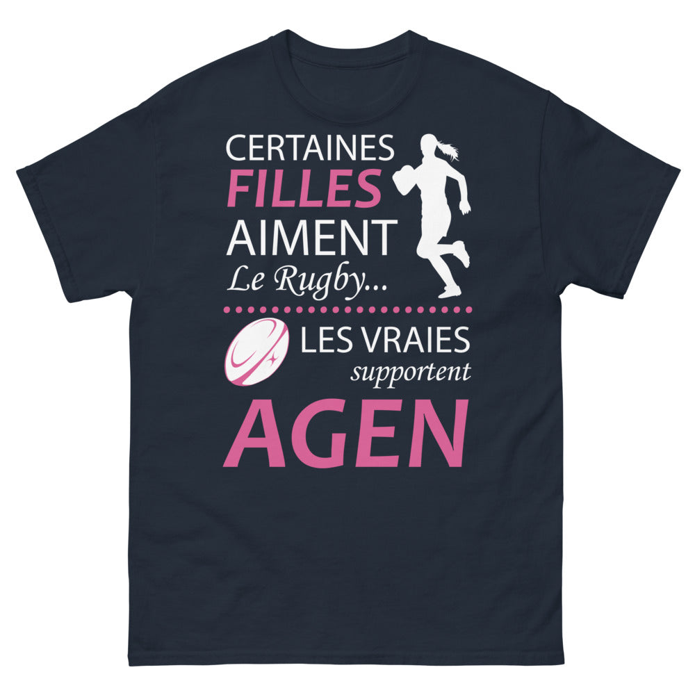 T-shirt Rugby Agen marine - Certaines filles aiment le rugby