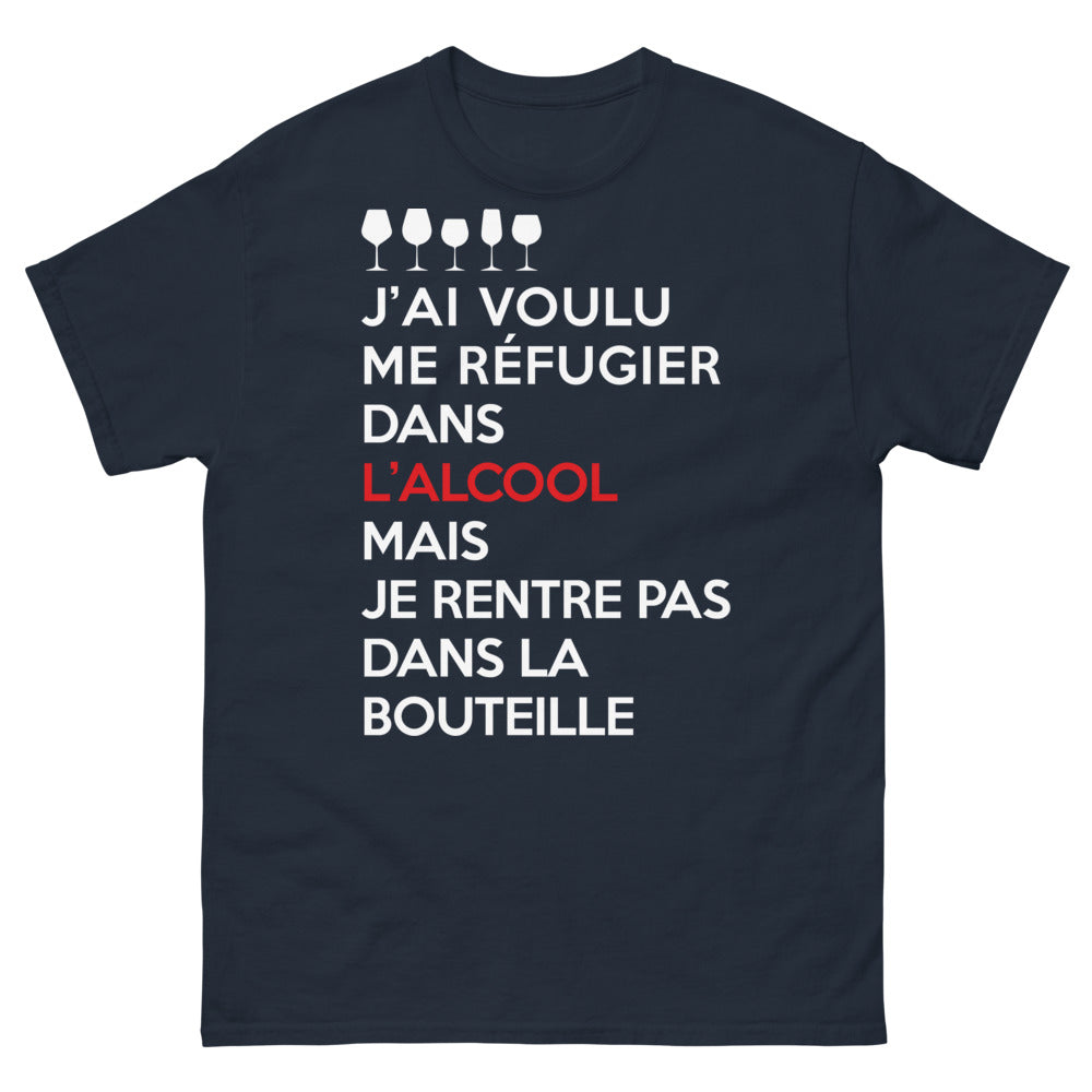 T-shirt humouriste noir dos - J'ai voulu me réfugier dans l'alcool