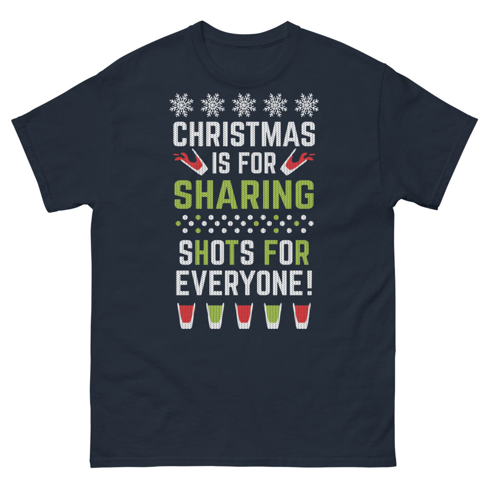 T-shirt Noël bleu marine - Christmas is for Sharing! Shots for Everyone!