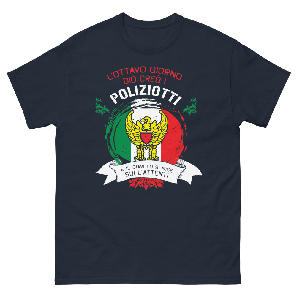 T-shirt Italia blu marino - L'ottavo giorno Dio creò poliziotti