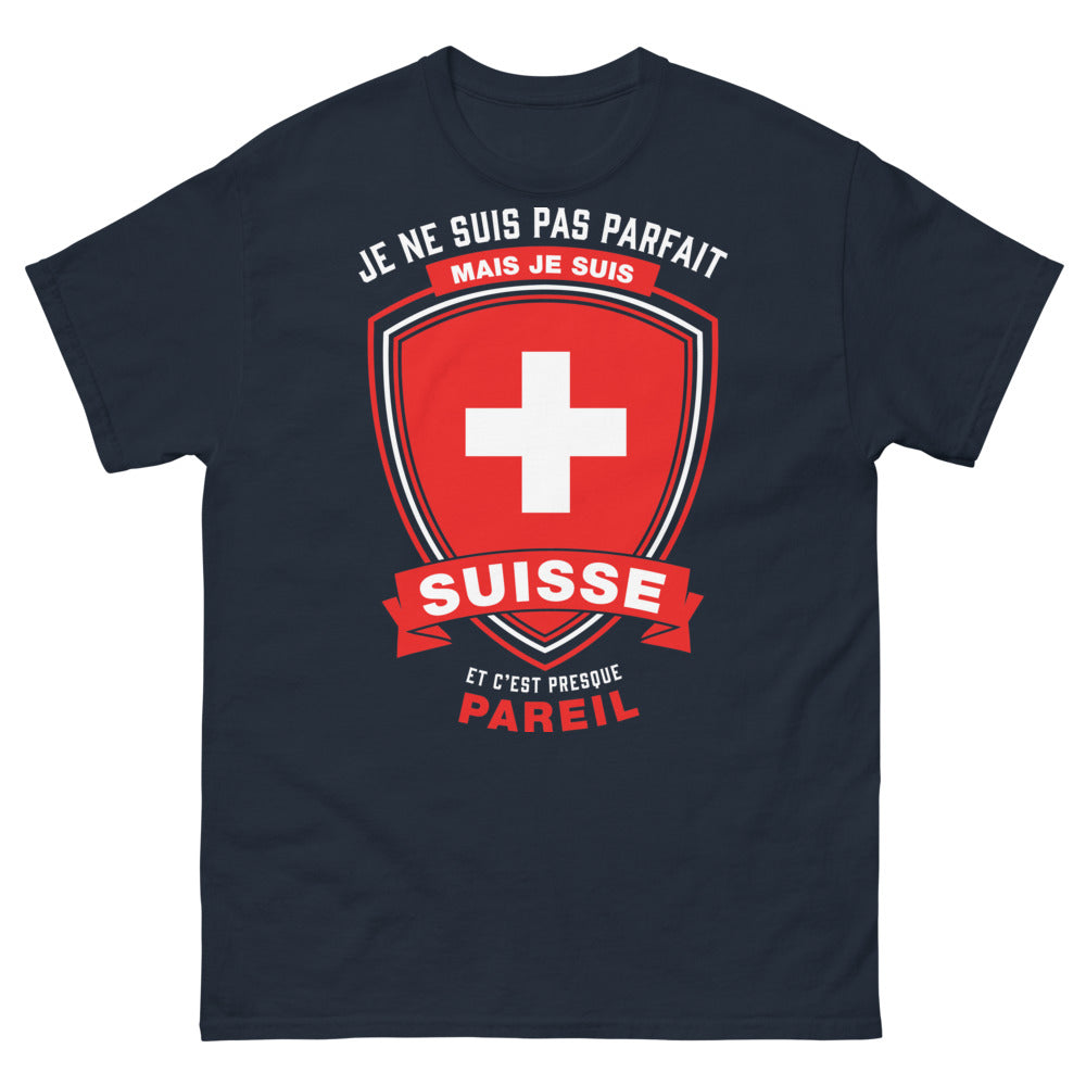 T-shirt Suisse marine - Je ne suis pas parfait mais je suis Suisse