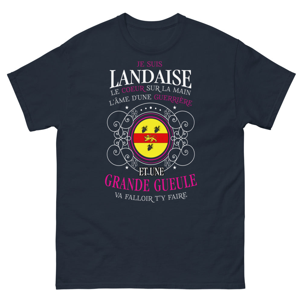 T-shirt Landaise marine - Je suis Landaise, cœur sur la main