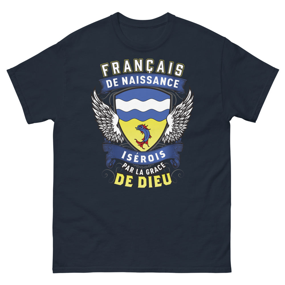 T-shirt Isérois bleu marine - Français de Naissance par la Grâce de Dieu
