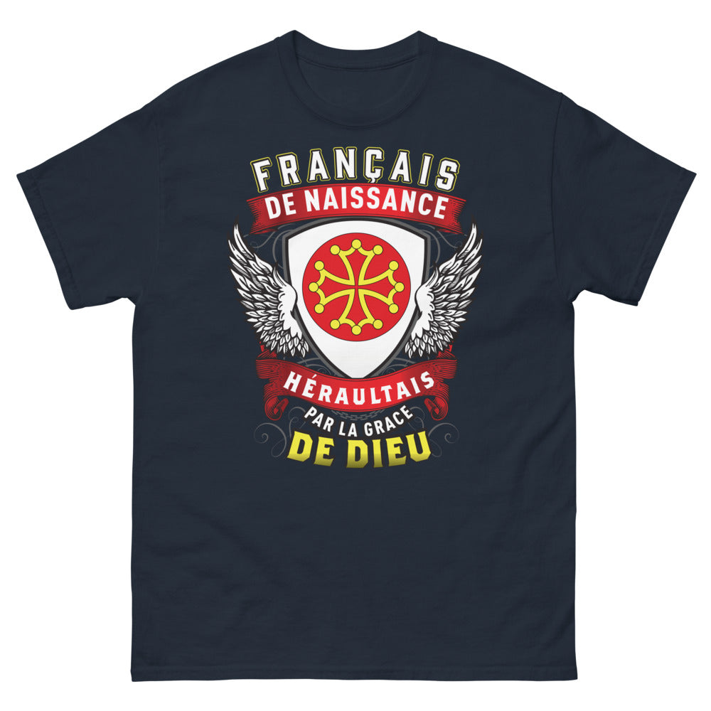 T-shirt Hérault marine - Français de naissance, Héraultais