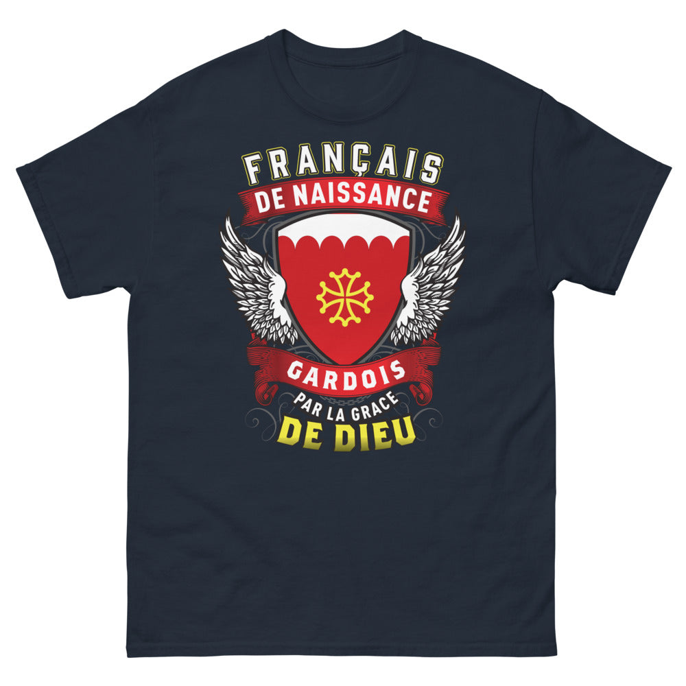 T-shirt Gardois marine - Français de Naissance, Gardois par la Grâce de Dieu