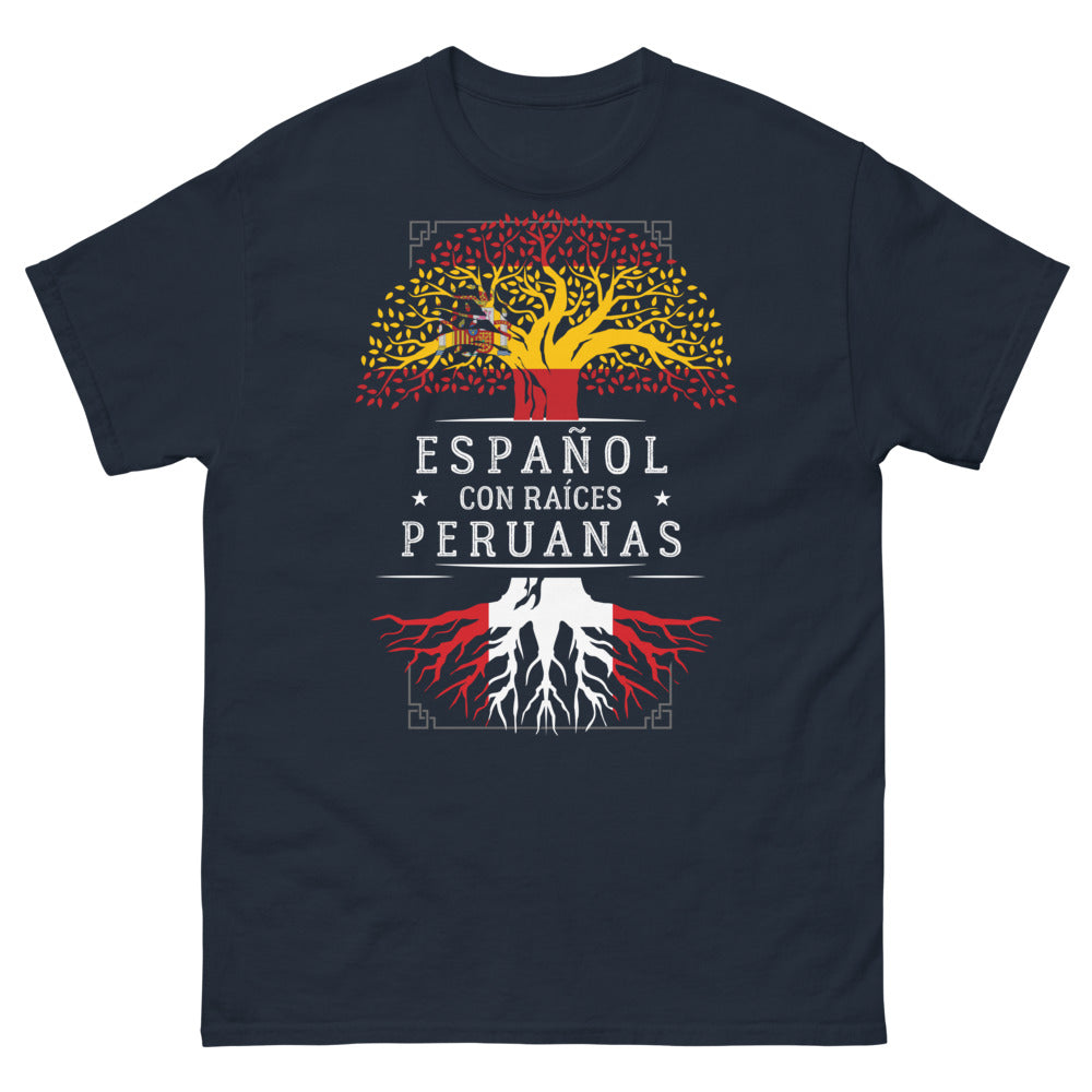 T-shirt Pérou marine - Espagnol avec racines péruviennes