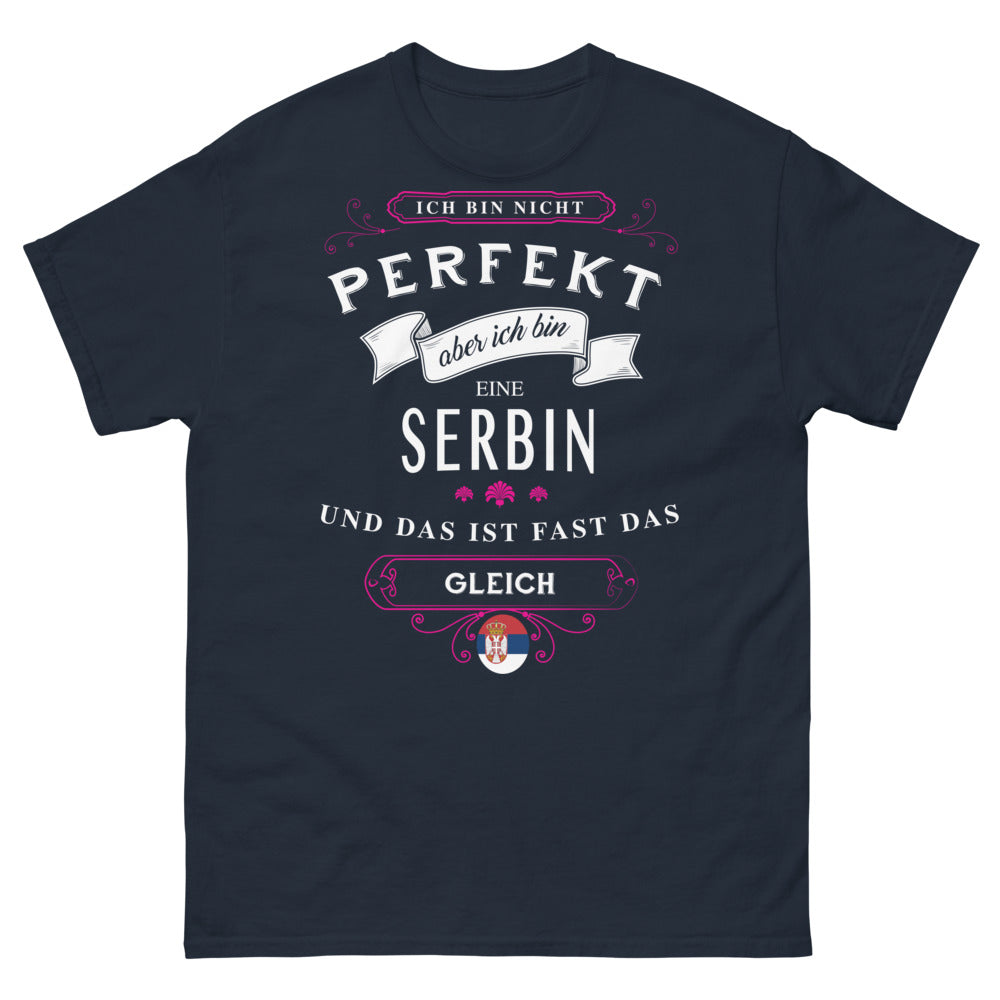 T-shirt Serbie marine - Ich bin nicht perfekt, aber ich bin eine Serbin