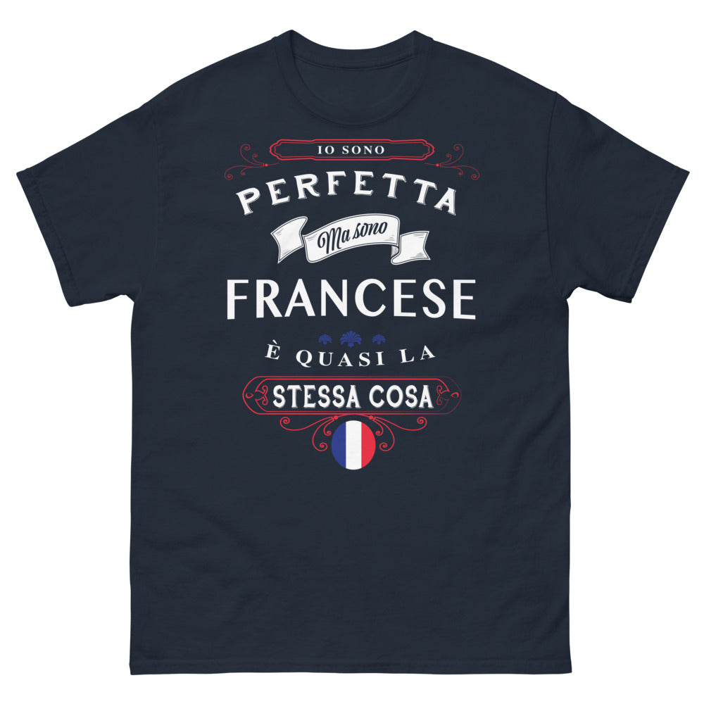 Maglietta Italia blu navy - Perfetta francese, humour italiano