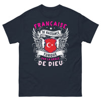 Thumbnail for T-shirt Franco-Turc marine - Française de naissance, Turque par la grâce de Dieu