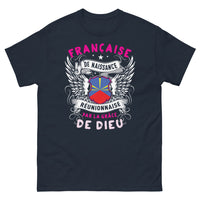 Thumbnail for T-shirt Réunion bleu marine - Française de naissance, Réunionnaise par la grâce de Dieu