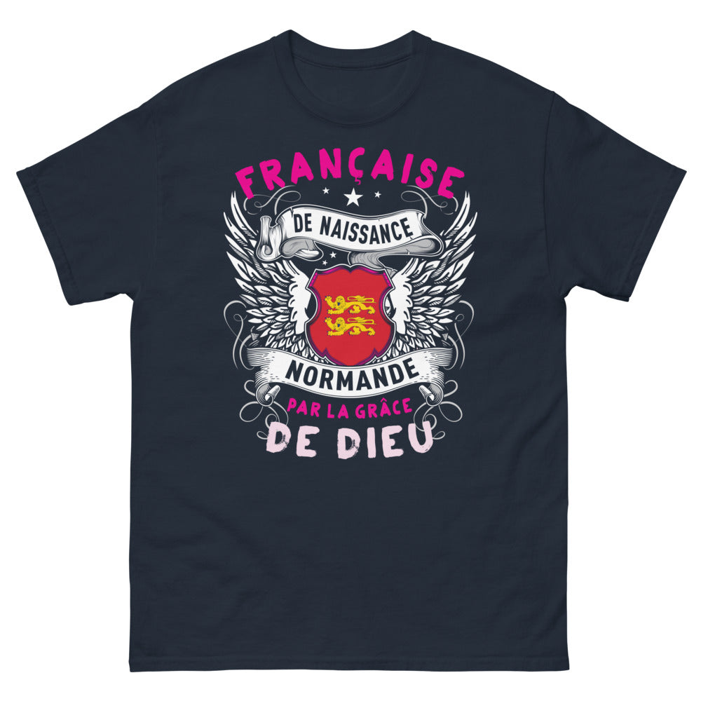 T-shirt Normandie bleu marine - Française de naissance, Normande