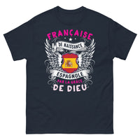 Thumbnail for T-shirt France Espagne marine - Française de naissance, Espagnole par la grâce de Dieu