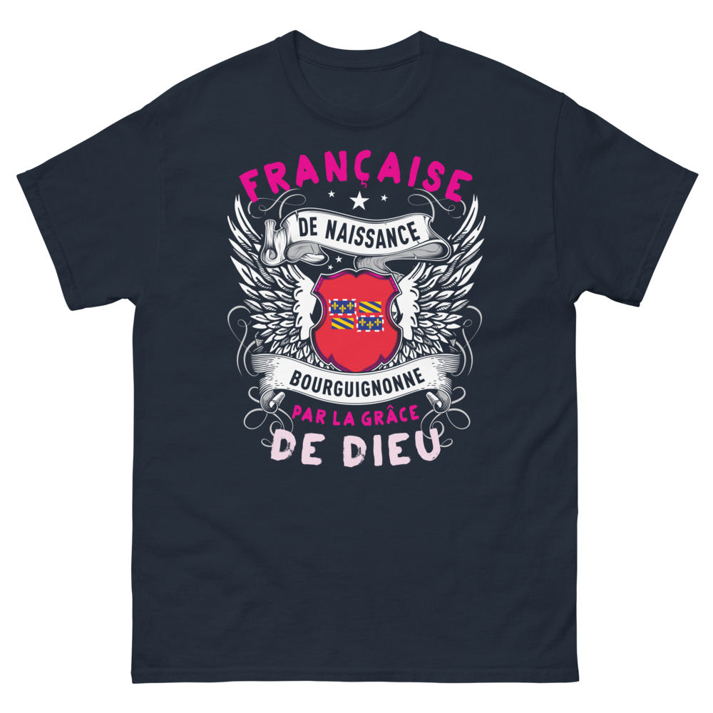 T-shirt Bourgogne marine - Française de naissance bourguignonne