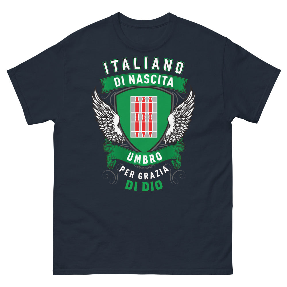 T-Shirt Umbria blu scuro - Italiano di Nascita, Umbro per grazia di Dio