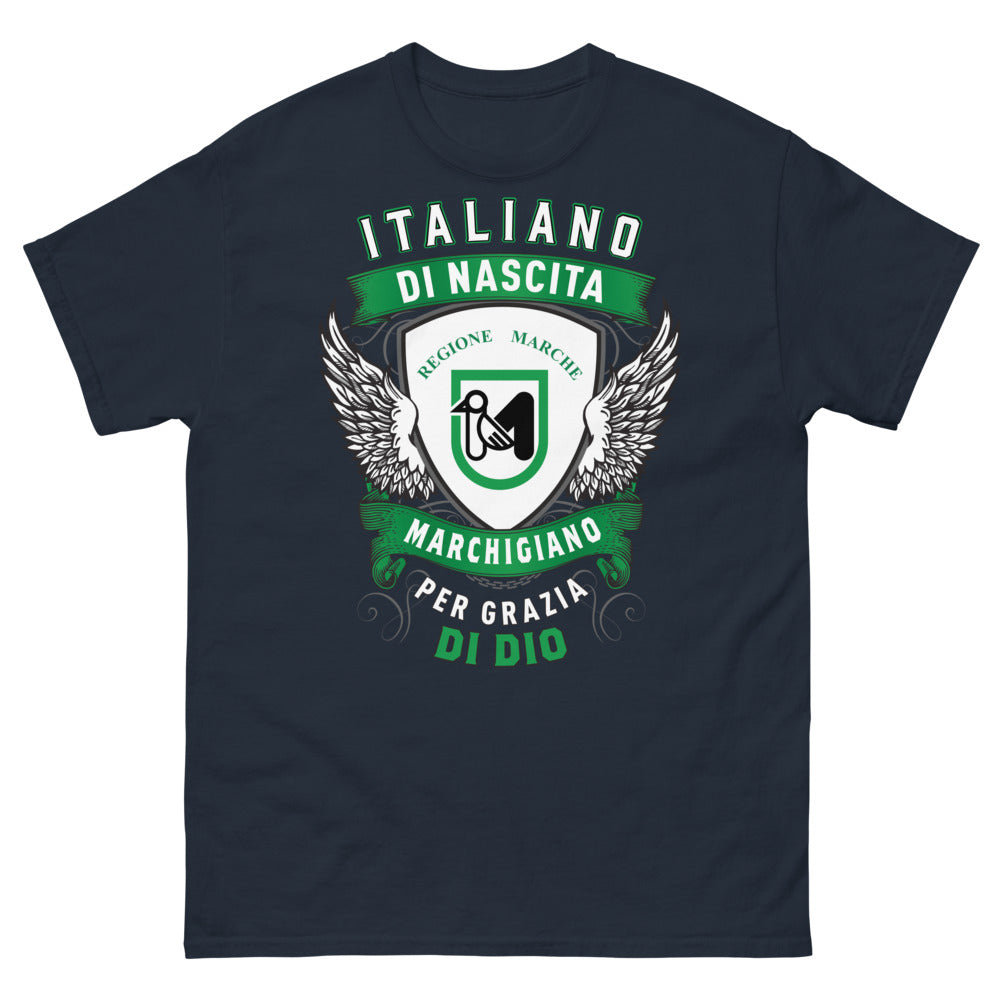 T-Shirt Marche blu navy - Italiano di Nascita, Marchigiano per Grazia di Dio