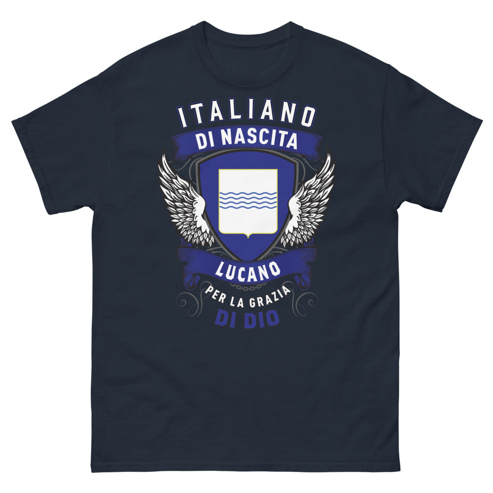 T-shirt Lucano Basilicata blu marino - Italiano di nascita, Lucano per la grazia di Dio