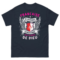 Thumbnail for T-shirt Vendée bleu marine - Française de naissance, par la grâce de Dieu