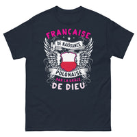 Thumbnail for T-shirt France Pologne bleu marine - Française de naissance, Polonaise par la grâce de Dieu