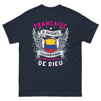 Thumbnail for T-shirt Française & Colombienne marine - Française de Naissance, Colombienne par la Grâce de Dieu