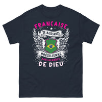 Thumbnail for T-shirt Franco-Brésilienne marine - Française de naissance, Brésilienne par la grâce de Dieu