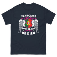 Thumbnail for T-shirt France Portugal bleu marine - Française de naissance, Portugaise par la grâce de Dieu