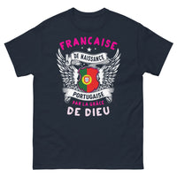Thumbnail for T-shirt franco-portugais marine - Française de naissance, Portugaise par la grâce de Dieu