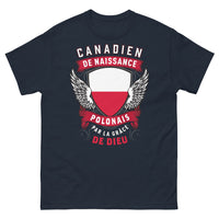 Thumbnail for T-shirt Canadien-Polonais bleu marine - Canadien de naissance, Polonais par la grâce de Dieu
