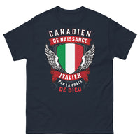 Thumbnail for T-shirt Canada Italie bleu marine - Canadien de naissance, Italien par la grâce de Dieu