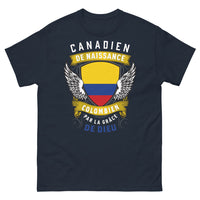 Thumbnail for T-shirt Canada Colombie bleu marine - Canadiens de naissance, Colombiens par la grâce de Dieu