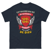 Thumbnail for T-shirt Normandie bleu marine - Normand de naissance, par la grâce de Dieu