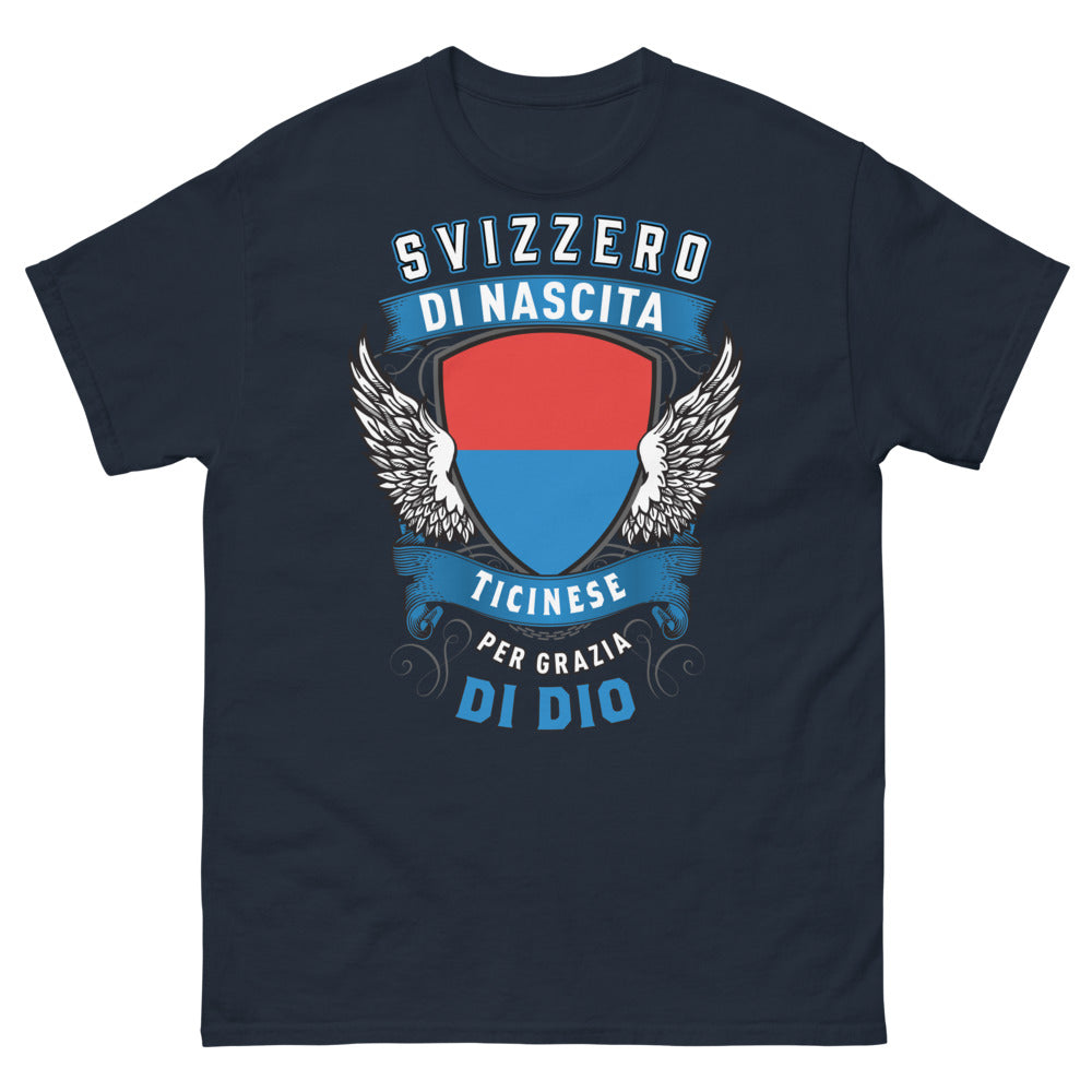 T-Shirt Ticino blu - Svizzero di Nascita Ticinese