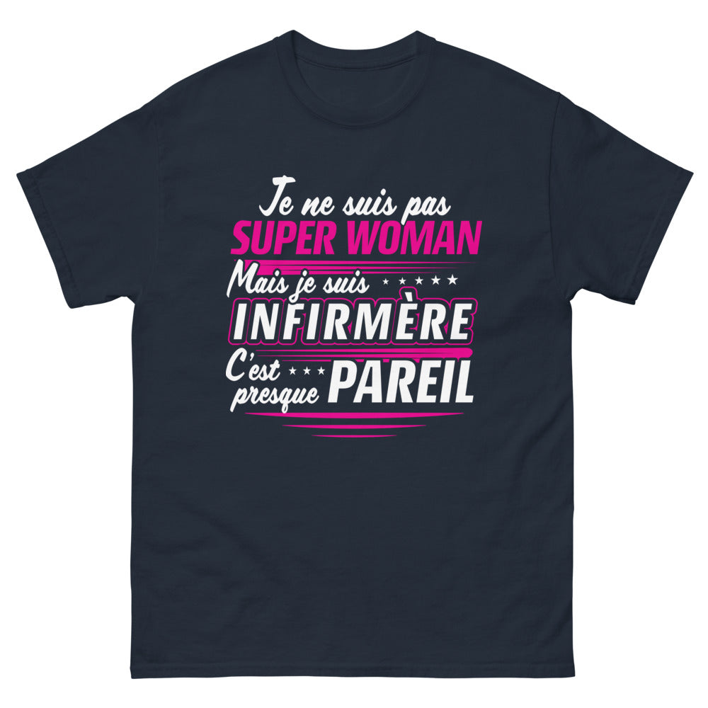 T-shirt Infirmière bleu marine - Presque Super-Woman