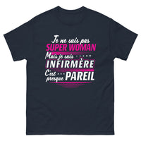 Thumbnail for T-shirt Infirmière bleu marine - Presque Super-Woman