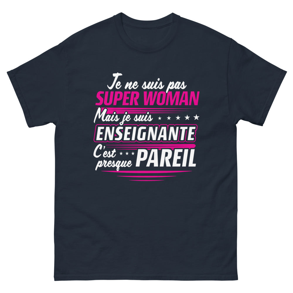 T-shirt enseignante bleu marine - Super Woman… presque