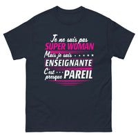 Thumbnail for T-shirt enseignante bleu marine - Super Woman… presque