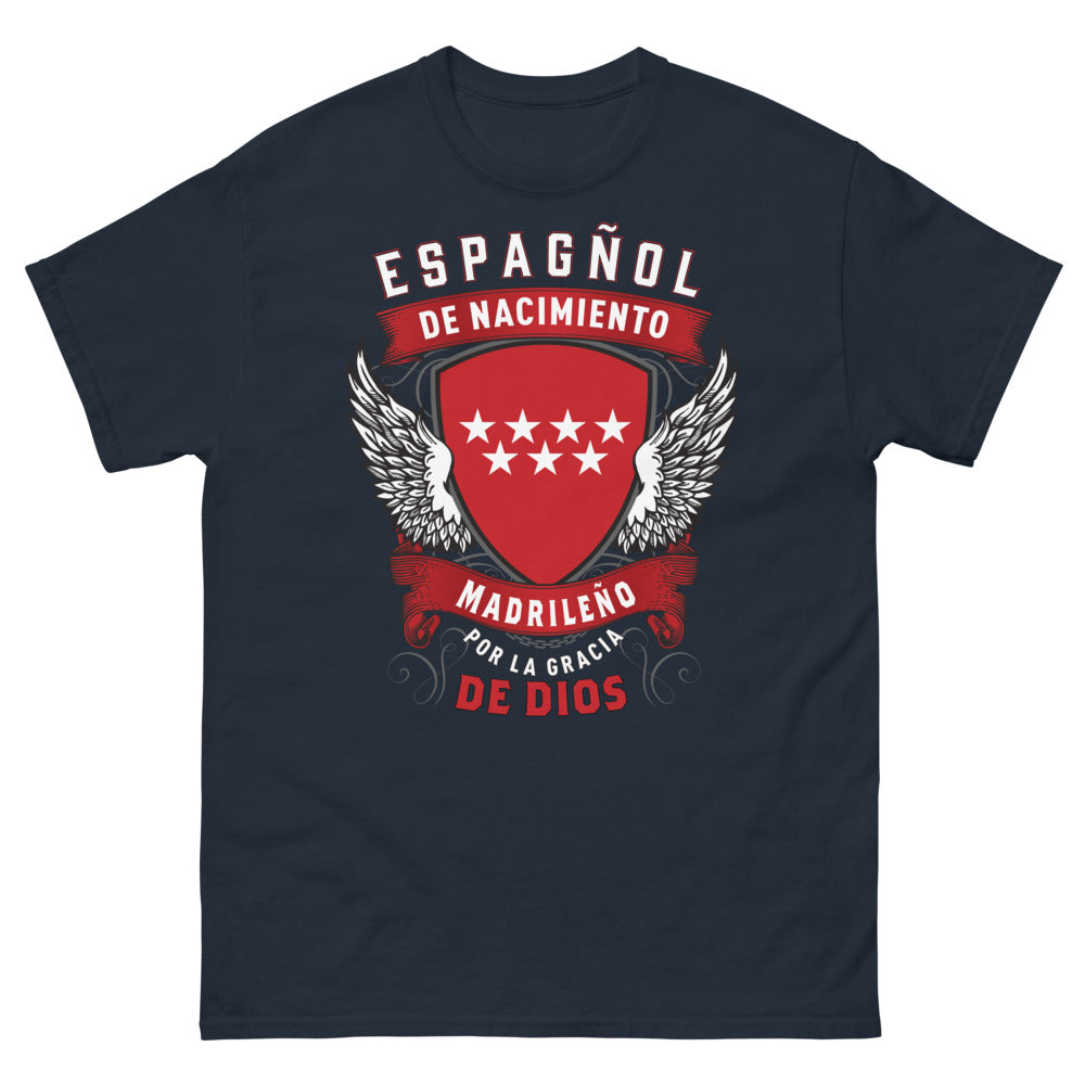 T-shirt Madrid bleu marine - Madrileño de Nacimiento, por la Gracia de Dios