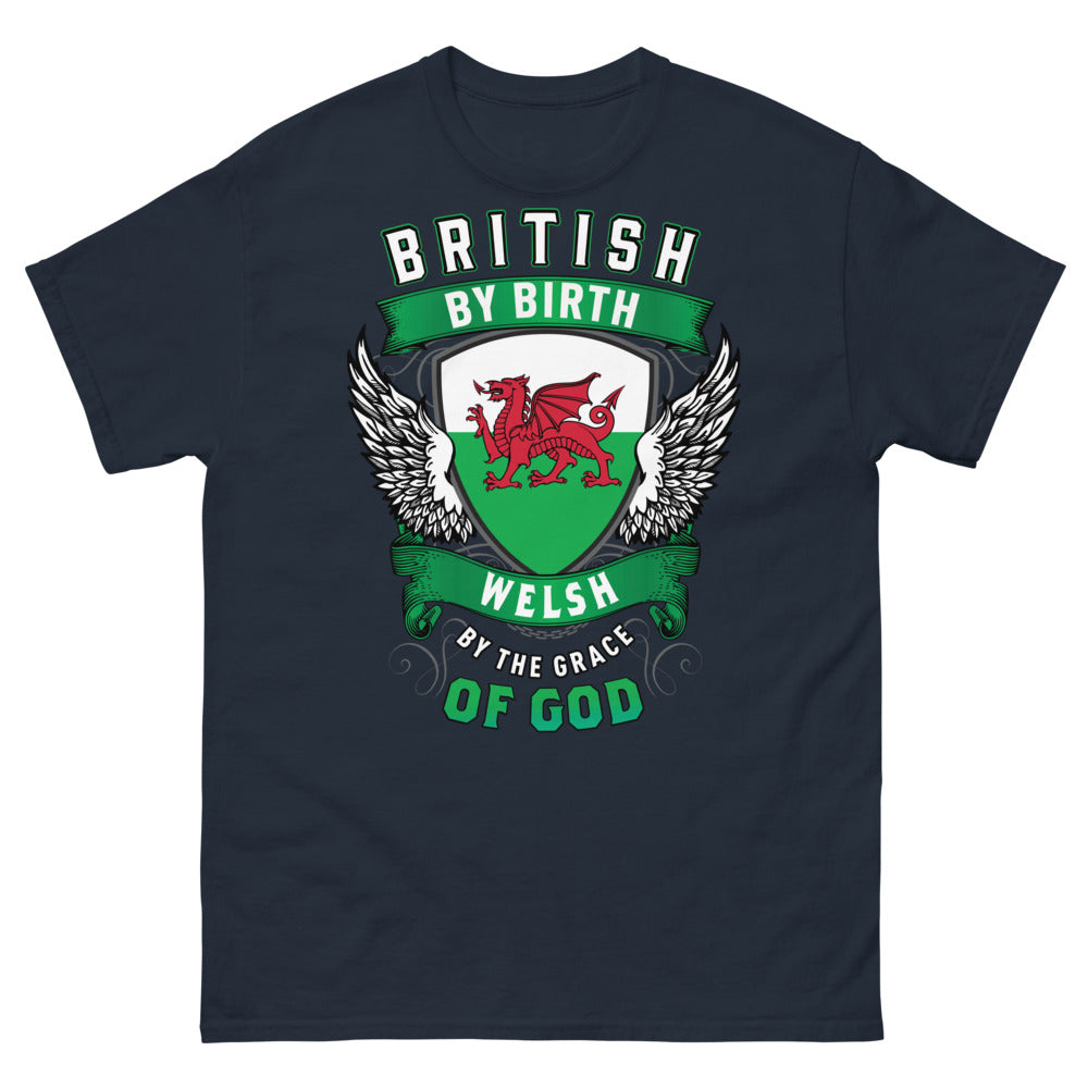 T-shirt Pays de Galles bleu marine - British by Birth, Welsh by Grace