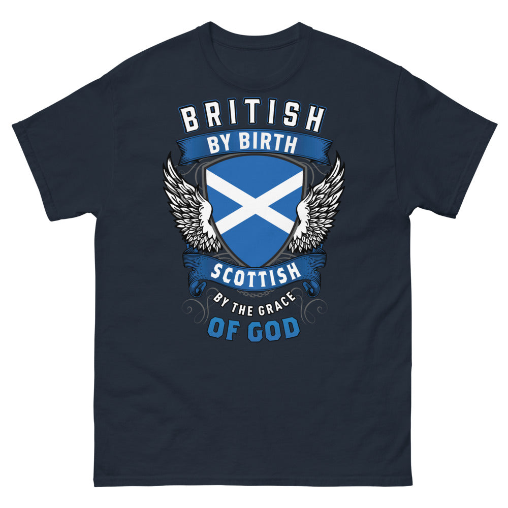 T-shirt UK & Écosse marine - British by Birth, Scottish by Grace