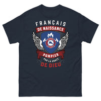 Thumbnail for T-shirt pompier français bleu marine - Français de naissance, pompier par la grâce de Dieu