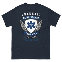 Thumbnail for T-shirt infirmier français marine - Français de naissance, par la grâce de Dieu