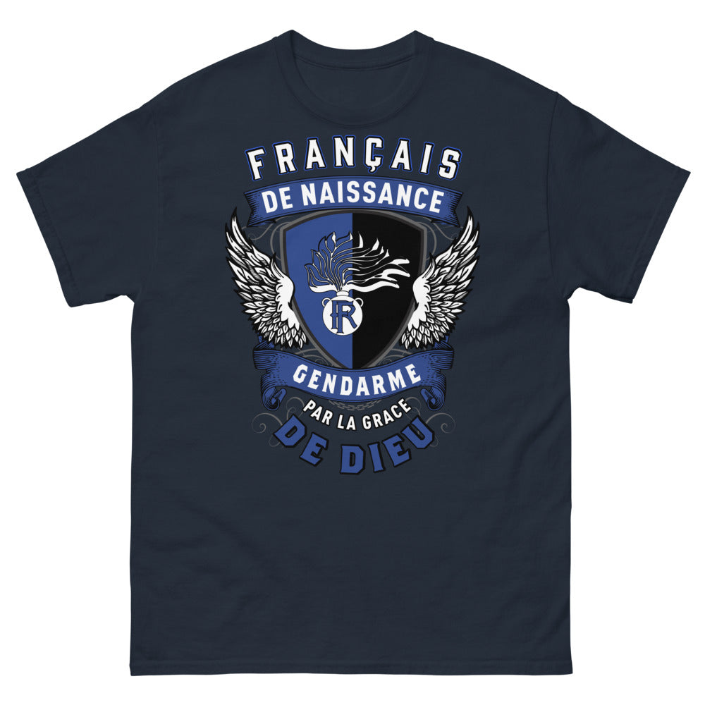 T-shirt gendarme bleu marine - Français de naissance et fier de l’être