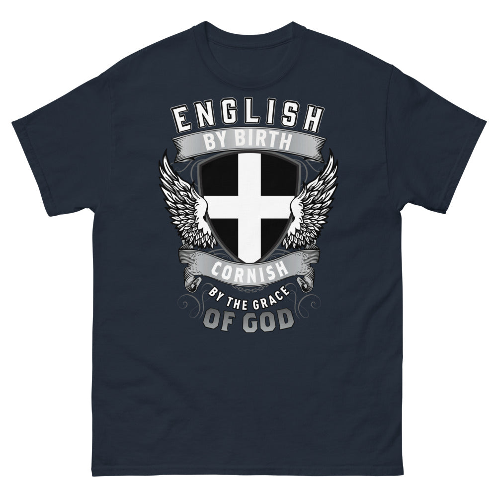 T-shirt Cornouailles bleu marine - English by Birth, Cornish by the Grace of God