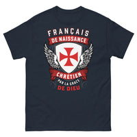 Thumbnail for T-shirt France chrétien bleu marine - Français de naissance, par grâce