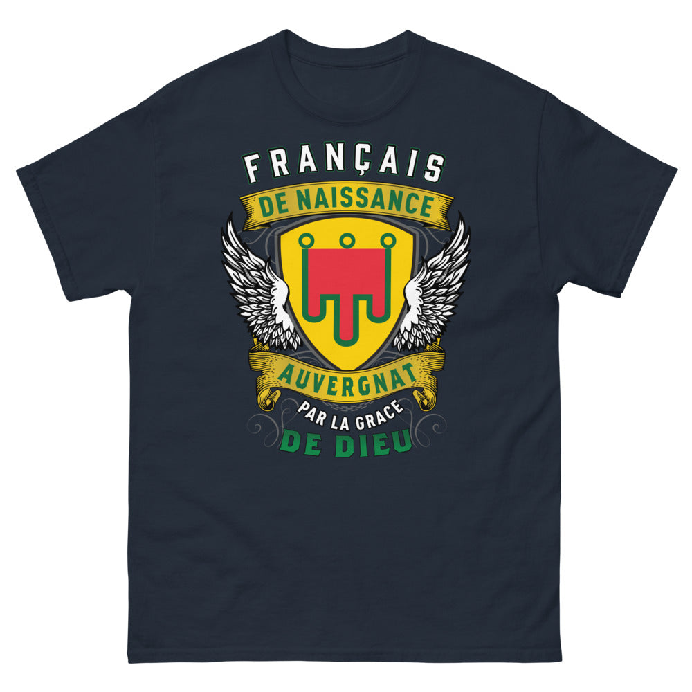 T-shirt Auvergnat bleu marine - Français de naissance, fier et authentique