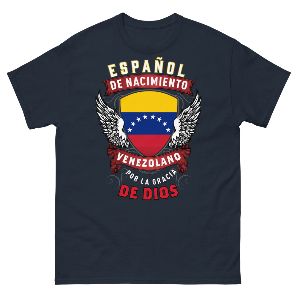 T-shirt Venezuela marine - Español de nacimiento, venezolano por la gracia de Dios