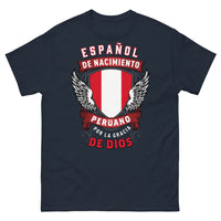 Thumbnail for T-shirt Espagne & Pérou bleu marine - Española de Nacimiento, Peruano por la Gracia de Dios
