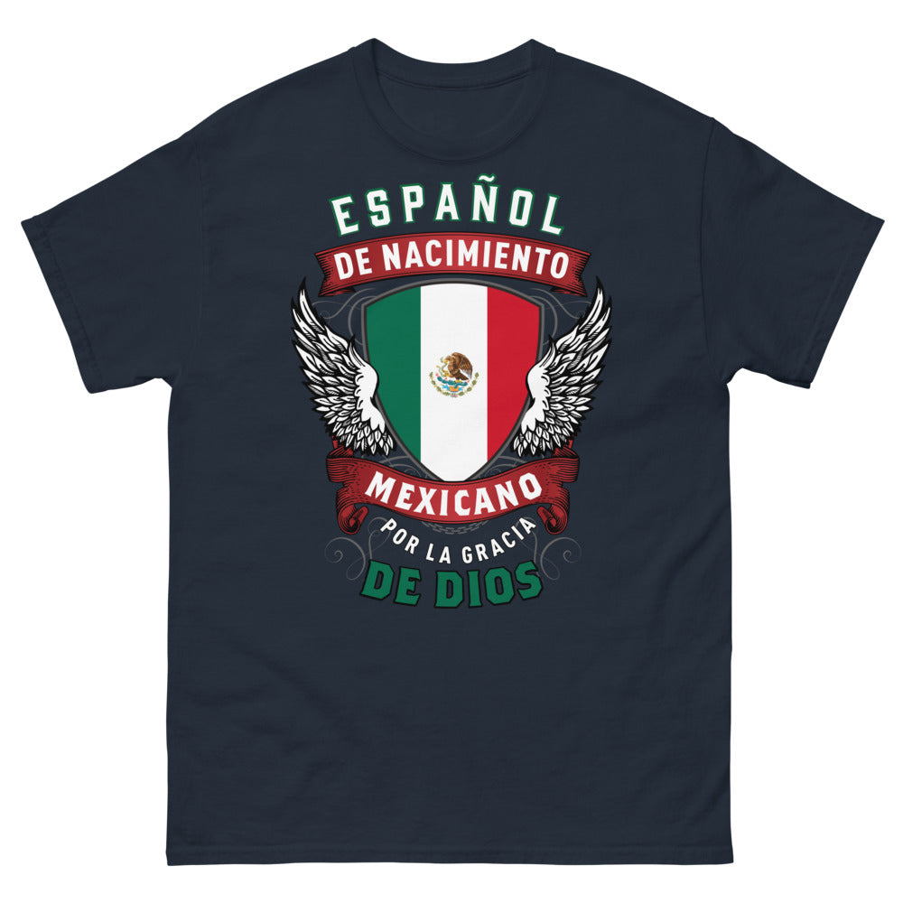 T-shirt Mexique marine - Español de nacimiento, mexicano por la gracia de Dios