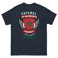 Thumbnail for T-shirt Espagne Maroc marine - Español de nacimiento, marroquí por gracia de Dios