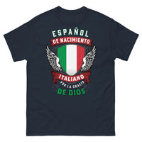 Thumbnail for T-shirt Espagne Italie marine - Español de Nacimiento, Italiano por la Gracia de Dios